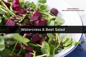 Watercress Beet Salad on White Plate
